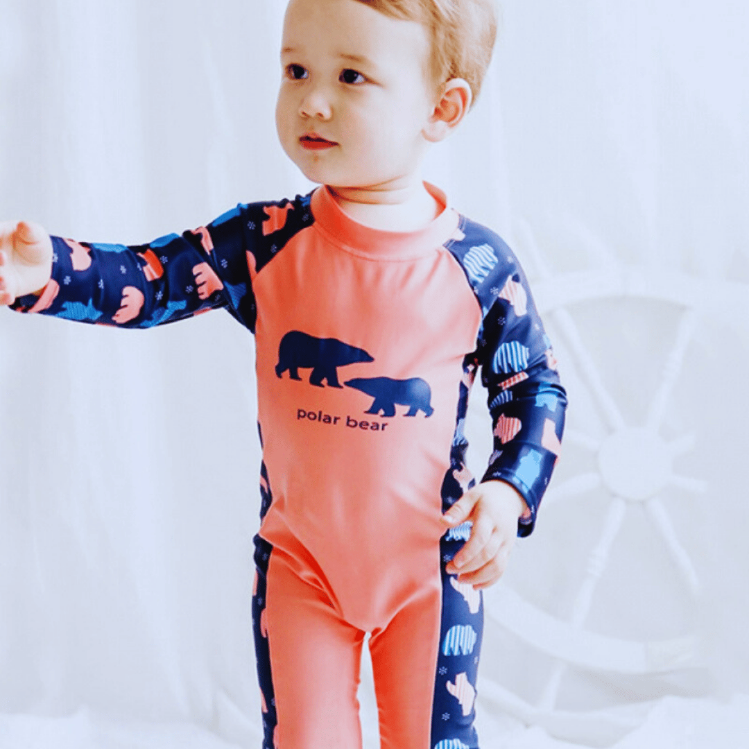 ENTERITO NIÑO JUMP KIDS SALMON TRAJE BAÑO MANGA LARGA OSO - 2