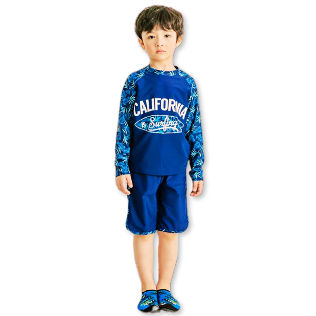 TRAJE DE BAÑO NIÑO JUMP KIDS AZUL 2 PIEZAS MANGA LARGA CALIFORNIA - 1