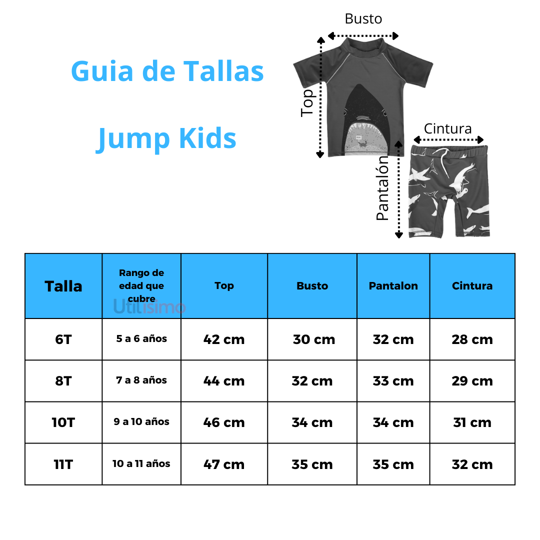 TRAJE DE BAÑO NIÑO JUMP KIDS 2 PIEZAS MANGA CORTA TIBURÓN. - 3