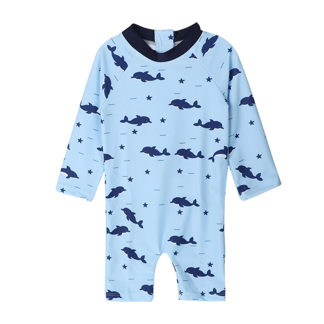 TRAJE DE BAÑO NIÑO JUMP KIDS ENTERITO MANGA LARGA DELFINES - 1