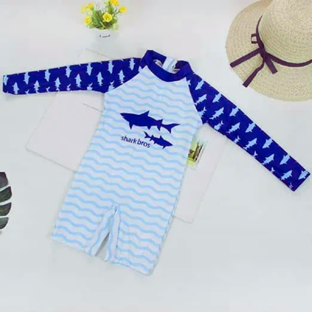 TRAJE DE BAÑO NIÑO JUMP KIDS AZUL ENTERITO MANGA LARGA TIBURON - 4