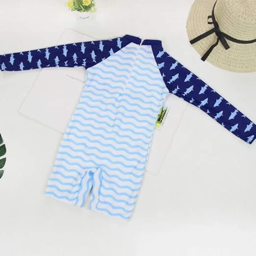 TRAJE DE BAÑO NIÑO JUMP KIDS AZUL ENTERITO MANGA LARGA TIBURON - 5