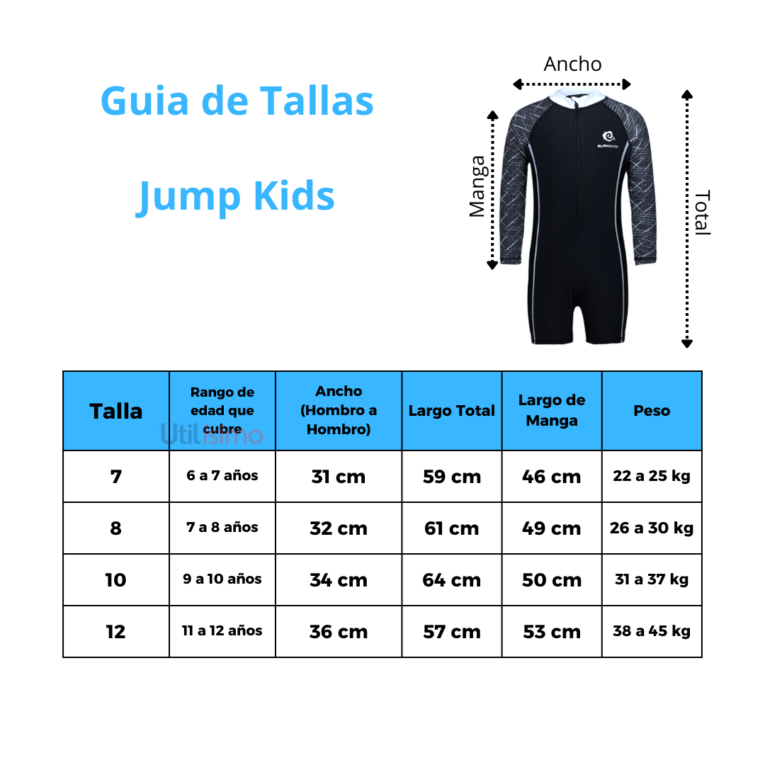 TRAJE DE BAÑO NIÑO JUMP KIDS ENTERITO SPORT MANGA LARGA - 3