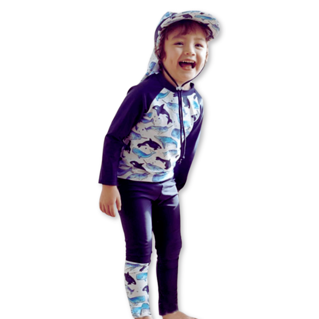 TRAJE DE BAÑO NIÑO JUMP KIDS AZUL MANGA LARGA BALLENA 5 A 9 AÑOS - 1