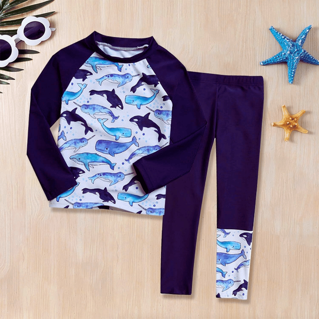 TRAJE DE BAÑO NIÑO JUMP KIDS AZUL MANGA LARGA BALLENA 5 A 9 AÑOS - 4