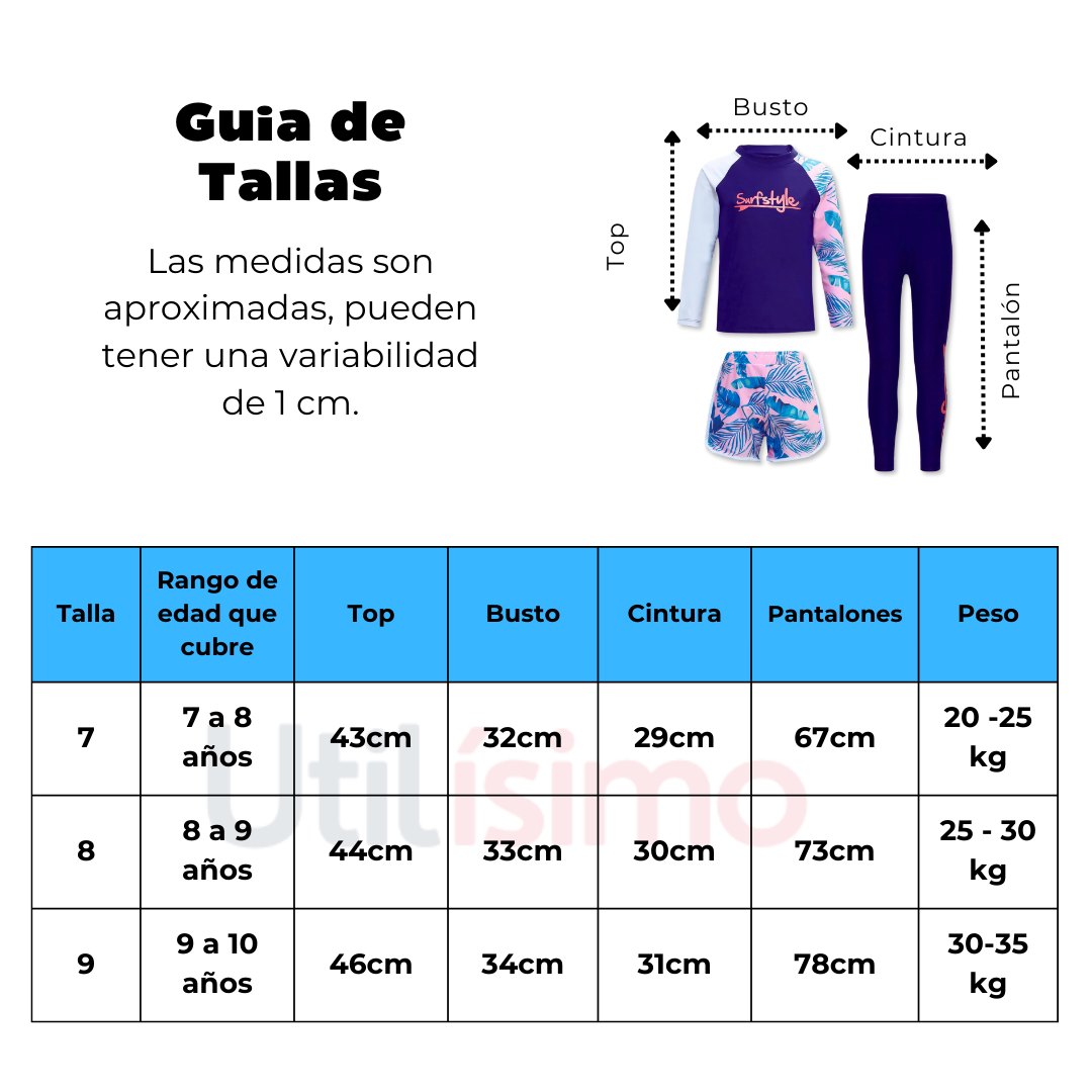 TRAJE DE BAÑO NIÑA JUMP KIDS DE TRES PIEZAS MANGA LARGA 7 A 10 AÑOS - 3