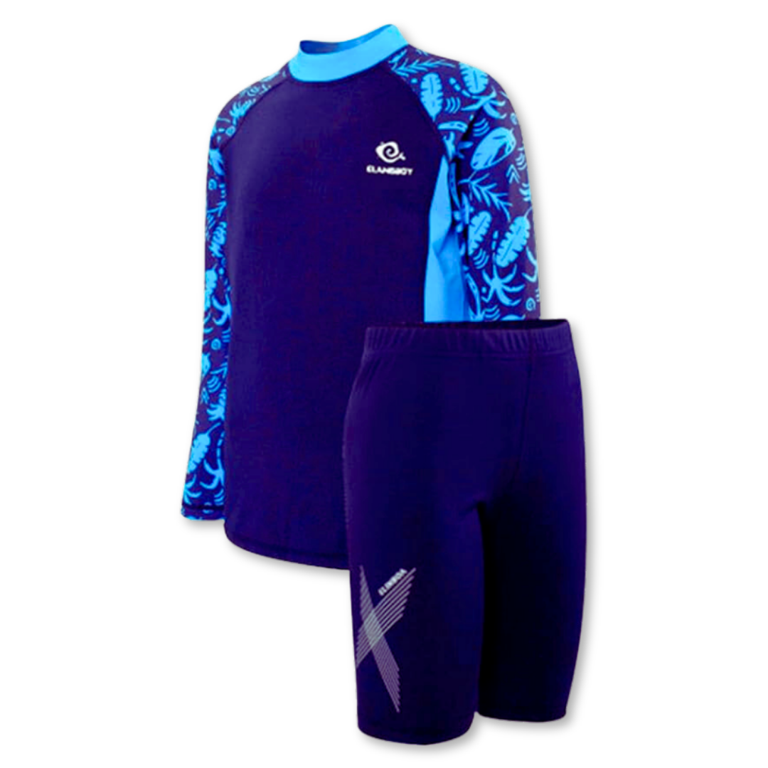 TRAJE DE BAÑO NIÑO JUMP KIDS AZUL 2 PIEZAS MANGA LARGA OSCURO - 1