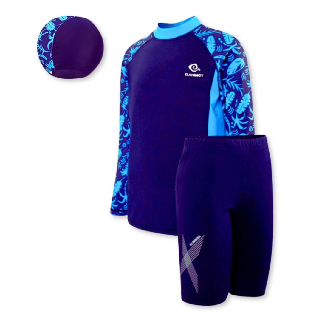 TRAJE DE BAÑO NIÑO JUMP KIDS AZUL 2 PIEZAS MANGA LARGA OSCURO - 2
