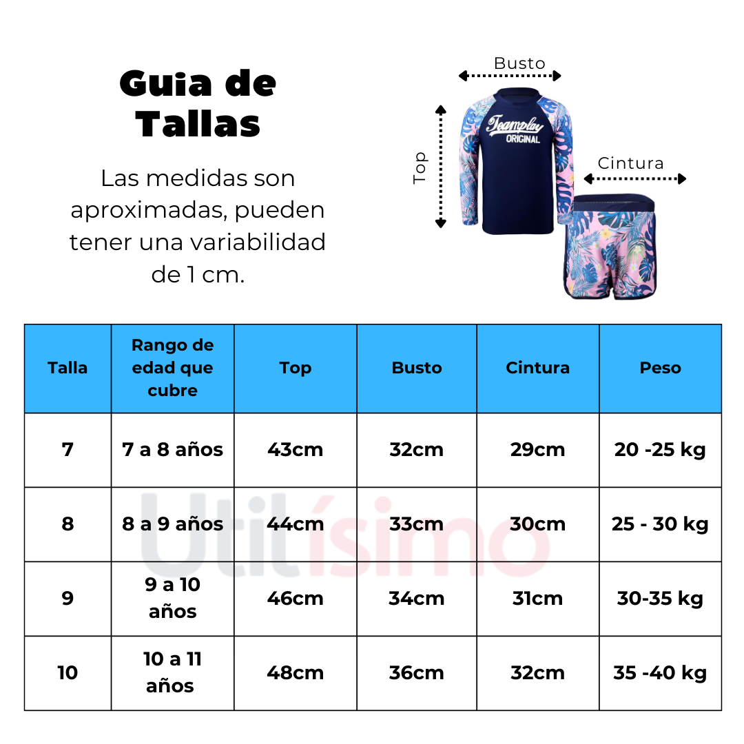 TRAJE DE BAÑO NIÑA JUMP KIDS 2 PIEZAS MANGA LARGA - 3