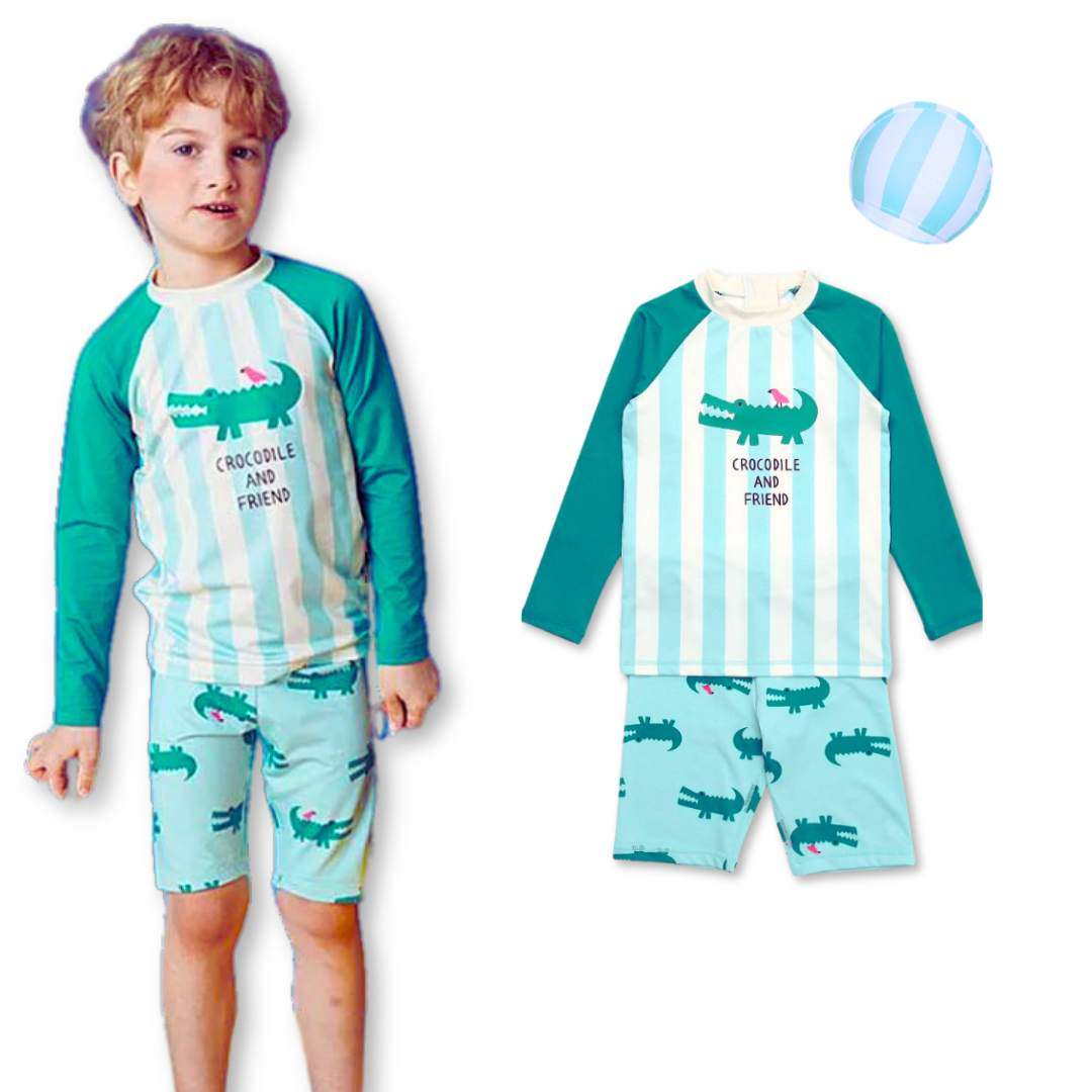 TRAJE DE BAÑO NIÑO JUMP KIDS 3 PIEZAS MANGA LARGA COCODRILO - 4