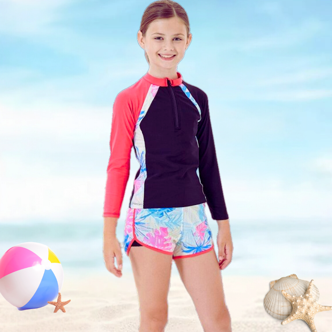 TRAJE DE BAÑO NIÑA JUMP KIDS DE DOS PIEZAS MANGA LARGA PARA S 7 AÑOS A 11 AÑOS - 2