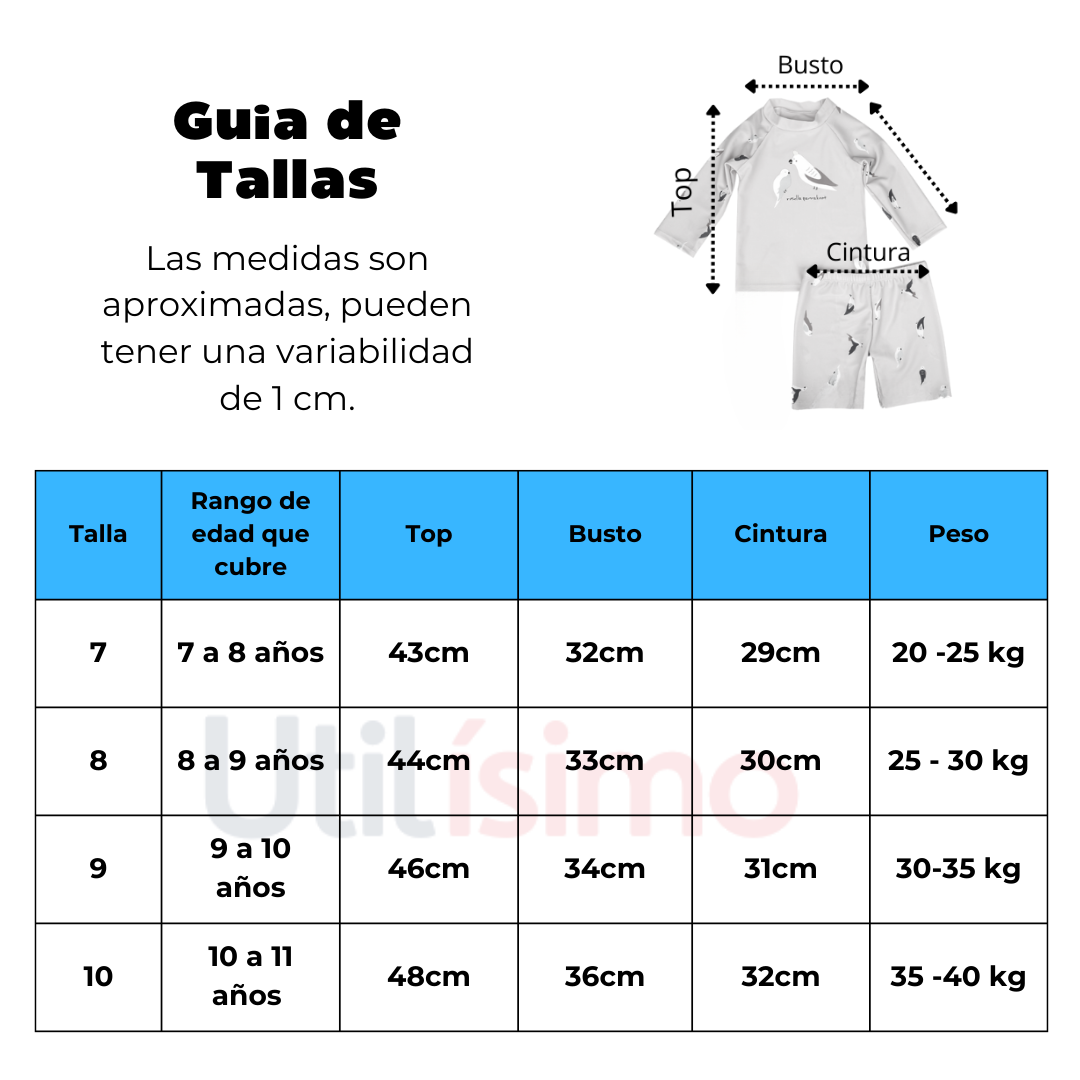 TRAJE DE BAÑO NIÑA JUMP KIDS DE DOS PIEZAS MANGA LARGA PARA S 7 AÑOS A 11 AÑOS - 3