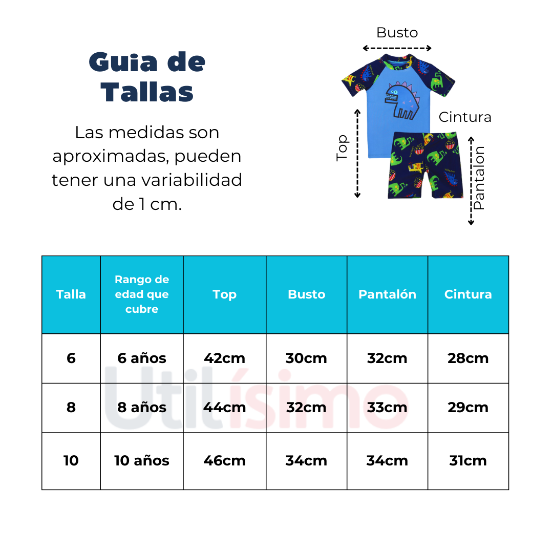 TRAJE DE BAÑO NIÑO JUMP KIDS 3 PIEZAS MANGA CORTA DINOSAURIOS - 3