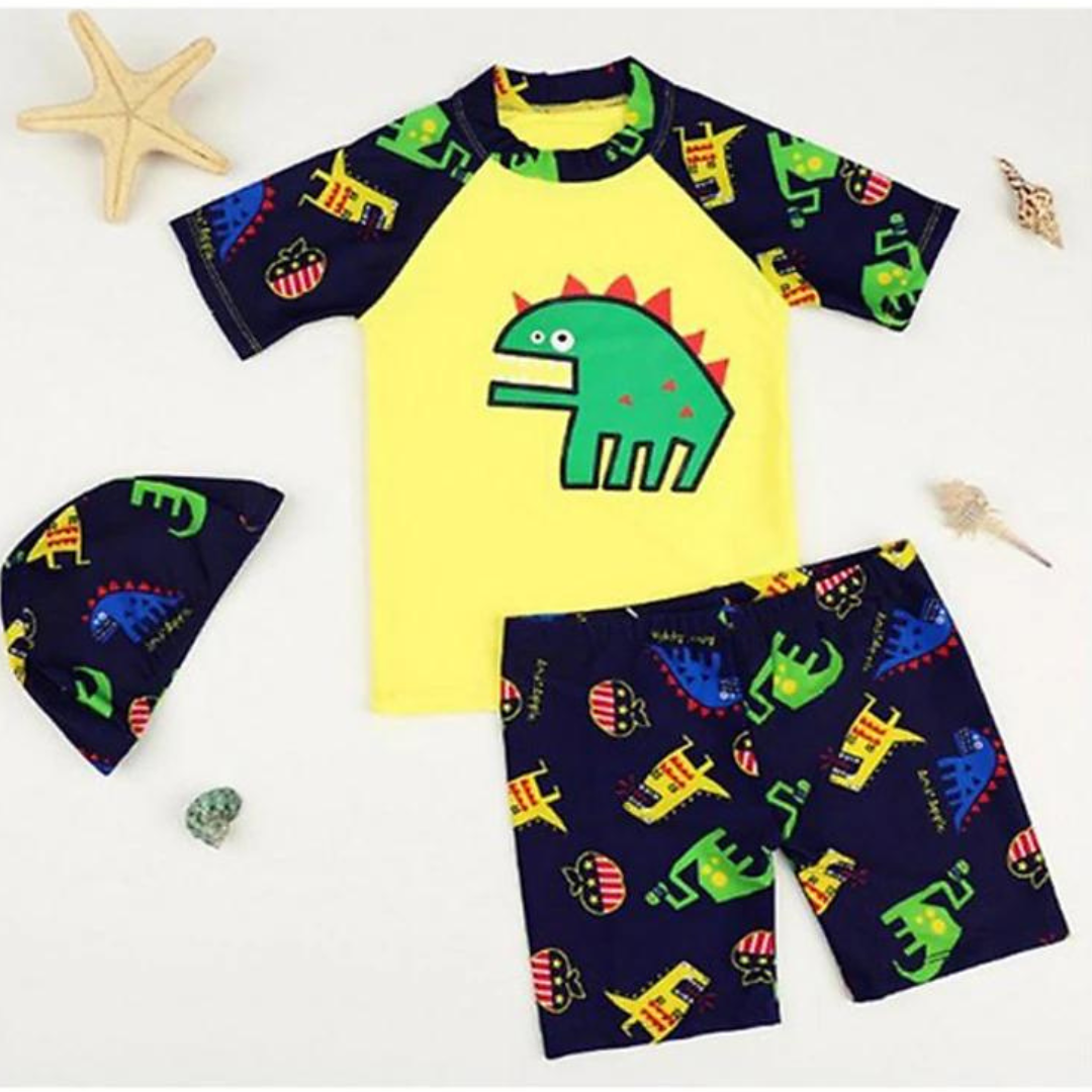 TRAJE DE BAÑO NIÑO JUMP KIDS 3 PIEZAS MANGA CORTA DINOSAURIOS - 4