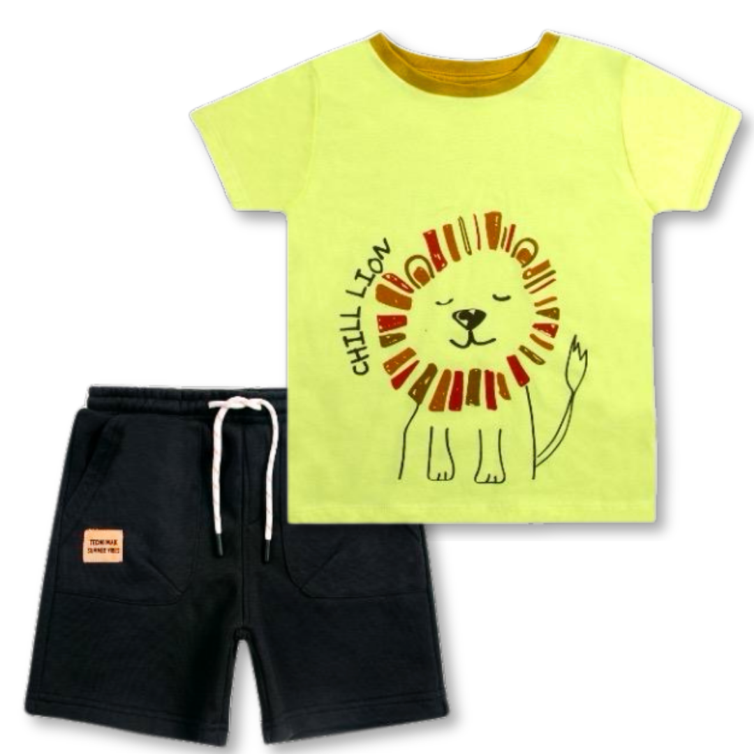 SET CONJUNTO ALGODON NIÑO JUMP KIDS MULTICOLOR 2 PIEZAS POLERA SHORT TEDMIMAK VERANO CHIL LION - 1