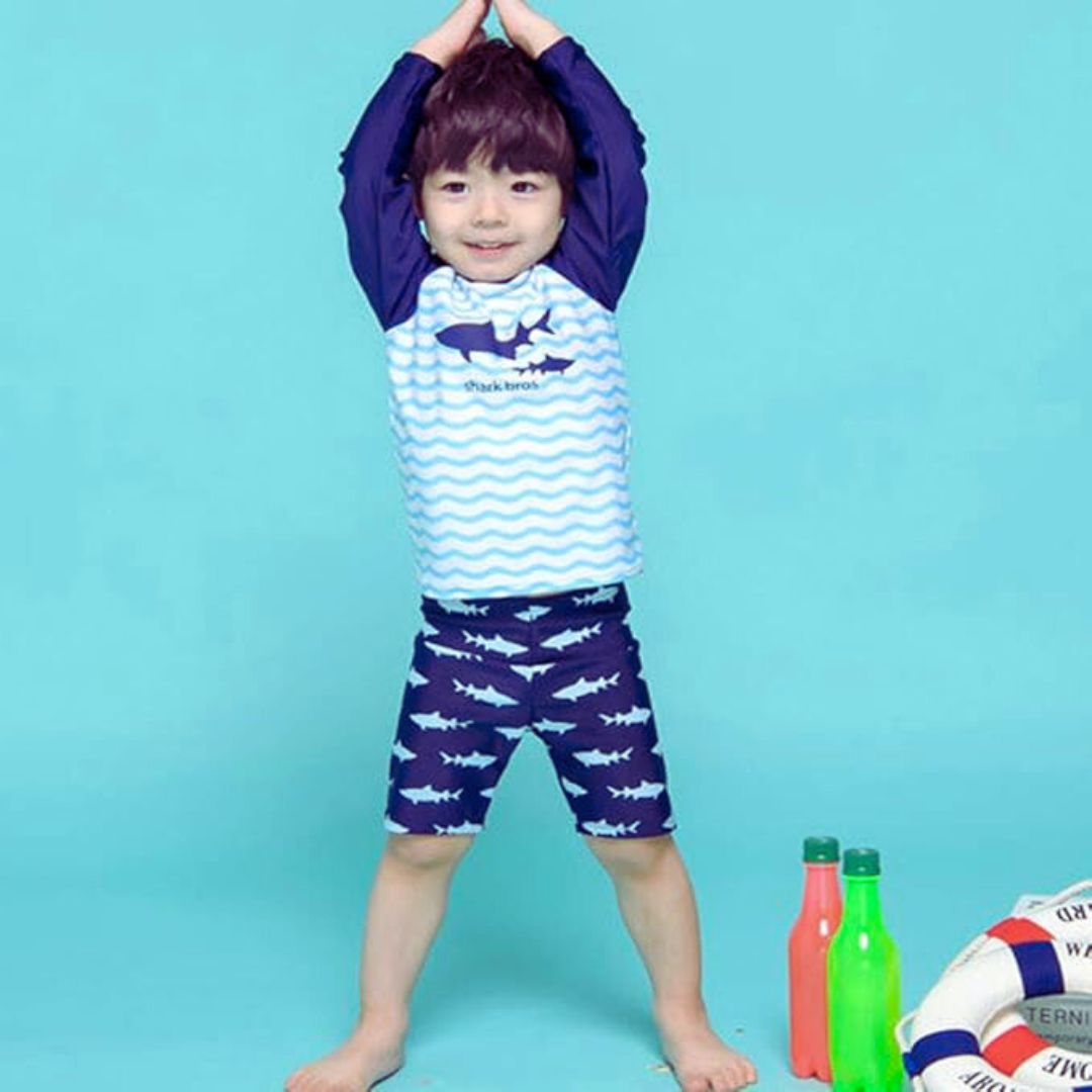 TRAJE DE BAÑO NIÑO JUMP KIDS AZUL 3 PIEZAS MANGA LARGA TIBURÓN - 5