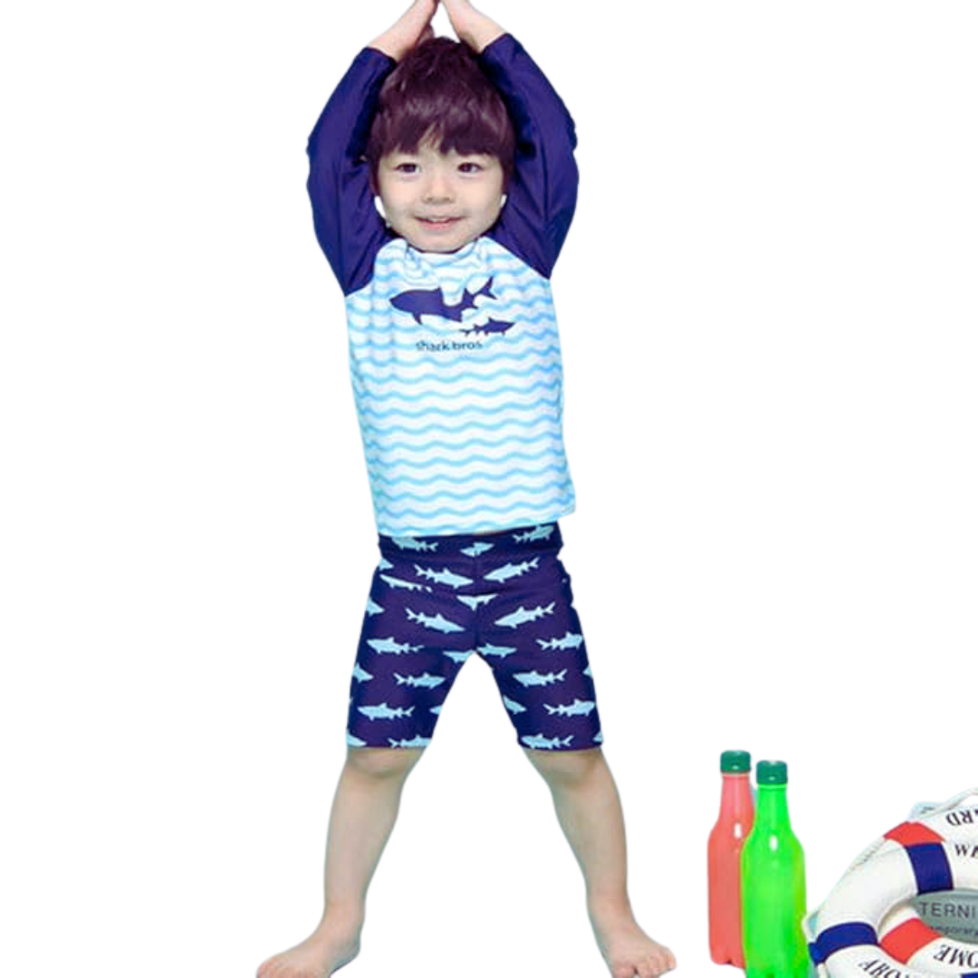 TRAJE DE BAÑO NIÑO JUMP KIDS AZUL 3 PIEZAS MANGA LARGA TIBURÓN - 6