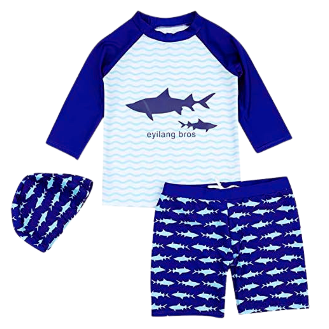 TRAJE DE BAÑO NIÑO JUMP KIDS AZUL 3 PIEZAS MANGA LARGA TIBURÓN - 7