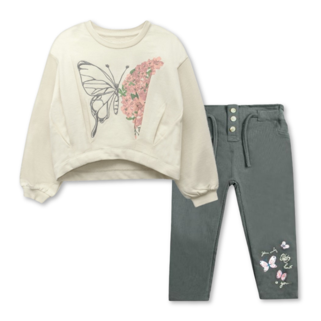 SET CONJUNTO ALGODON NIÑA TEDMIMAK BLANCO 2 PIEZAS BUZO POLERON 2 A 5 AÑOS QUEEN BUTTERFLY - 1
