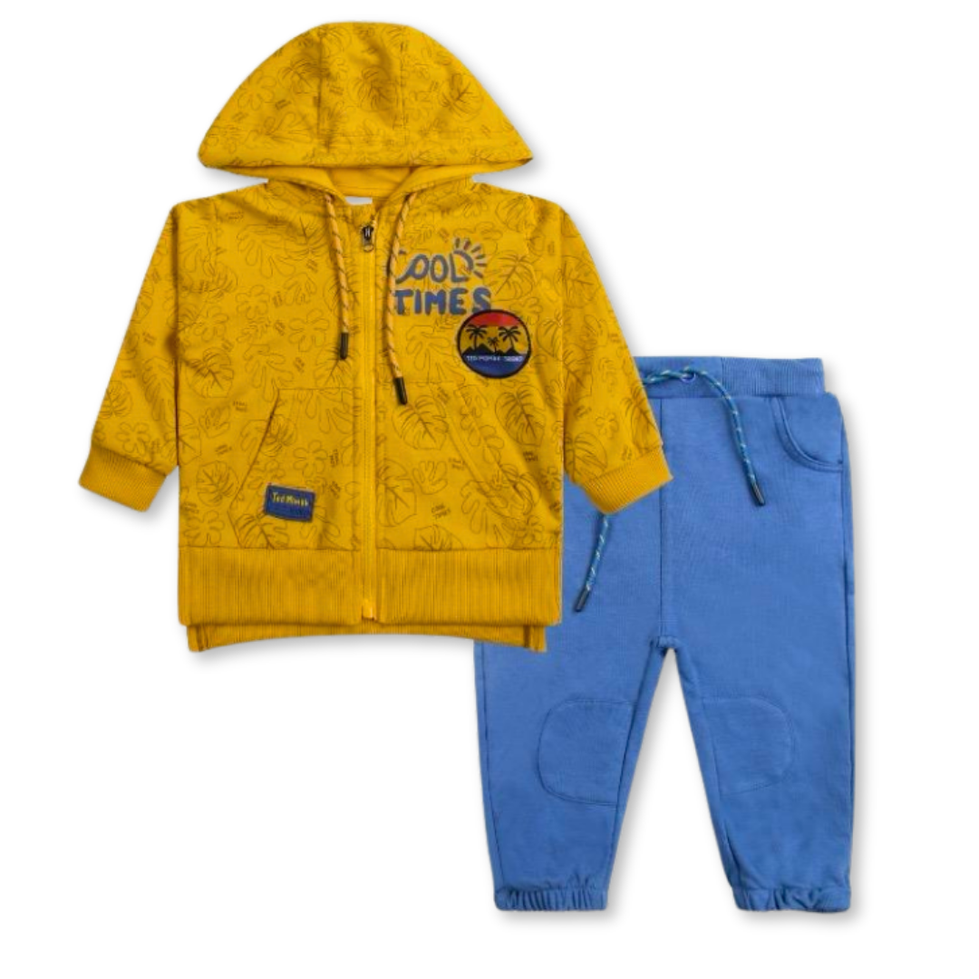 SET CONJUNTO ALGODON NIÑO TEDMIMAK AMARILLO 2 PIEZAS BUZO POLERON COOL TIMES - 1