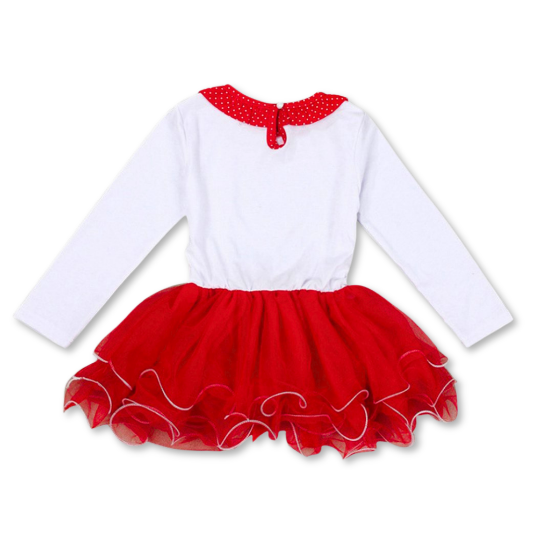 VESTIDO DE NAVIDAD PARA NIÑAS CON TUL 2 A 6 AÑOS MANGA LARGA BRILLO DE NAVIDAD - 2