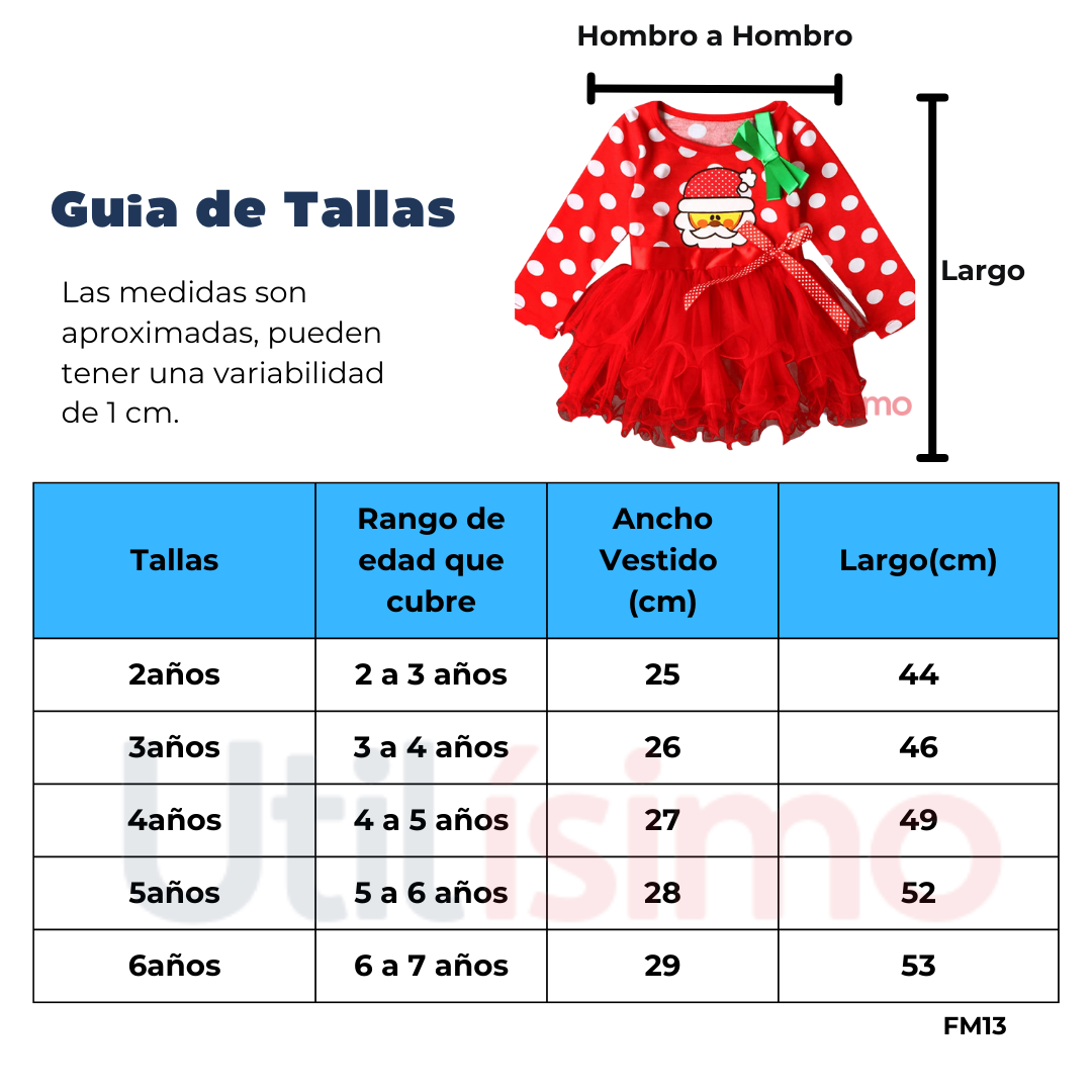 VESTIDO DE NAVIDAD PARA NIÑAS CON TUL 2 A 6 AÑOS MANGA LARGA BRILLO DE NAVIDAD - 3