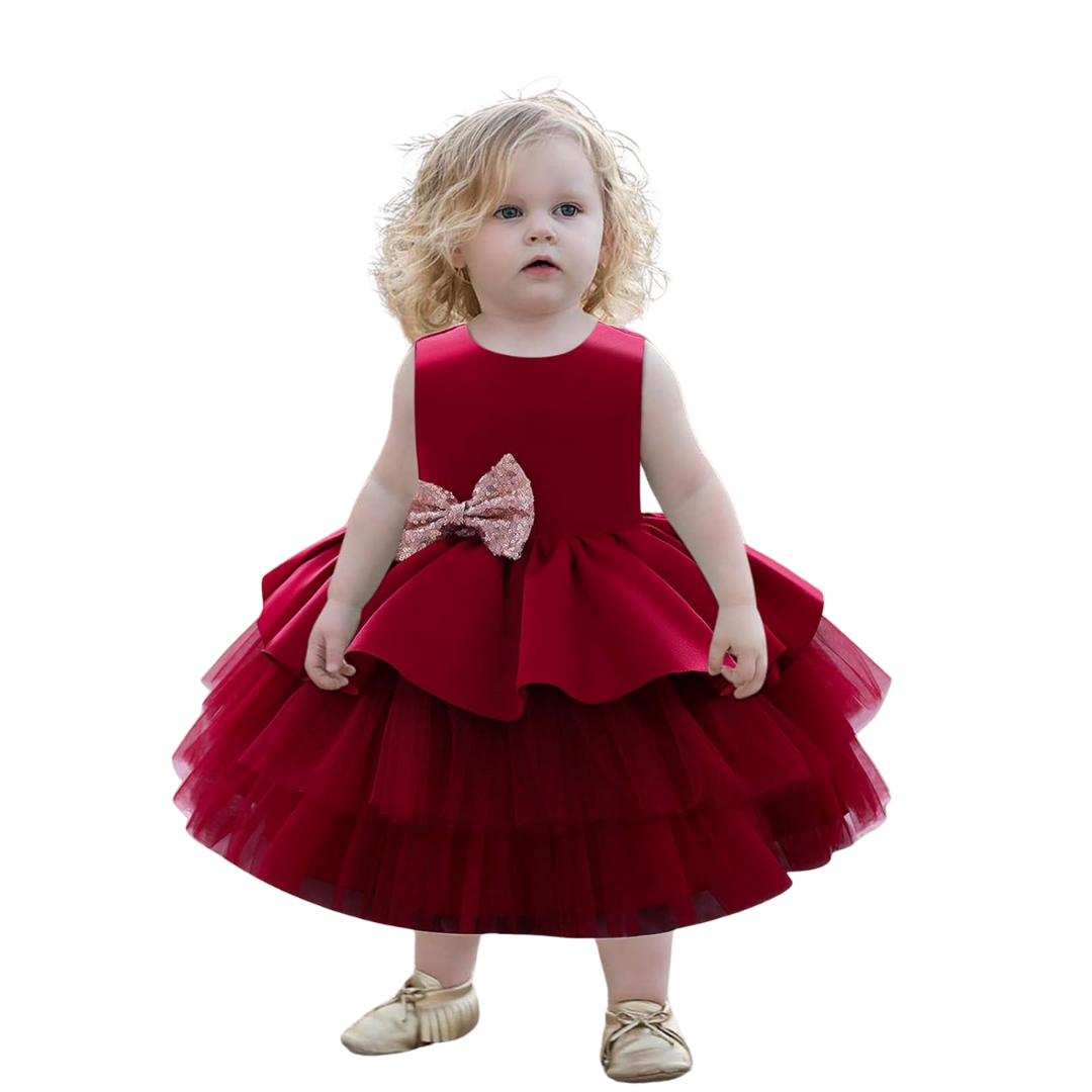 VESTIDOS DE FIESTAS CON TUL Y VOLANTES PARA NIÑAS 1 A 5 AÑOS PRINCESA RUBÍ - 1