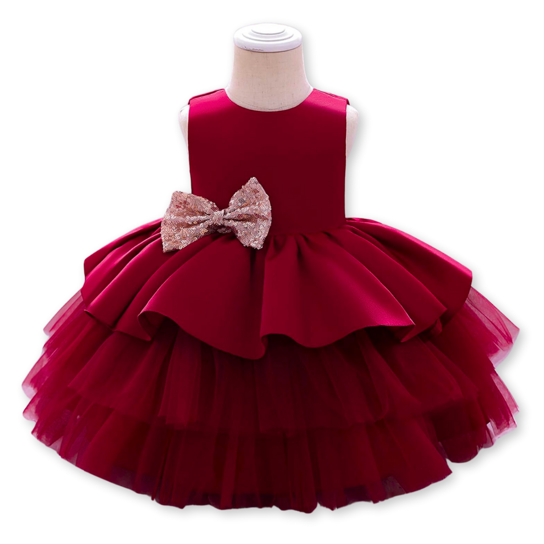 VESTIDOS DE FIESTAS CON TUL Y VOLANTES PARA NIÑAS 1 A 5 AÑOS PRINCESA RUBÍ - 2