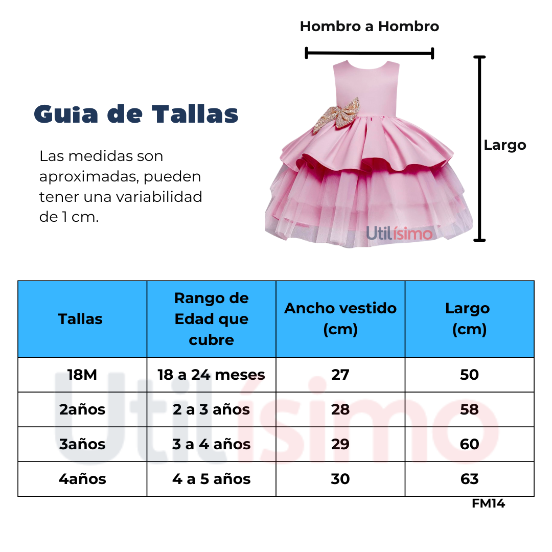 VESTIDOS DE FIESTAS CON TUL Y VOLANTES PARA NIÑAS 1 A 5 AÑOS PRINCESA RUBÍ - 3