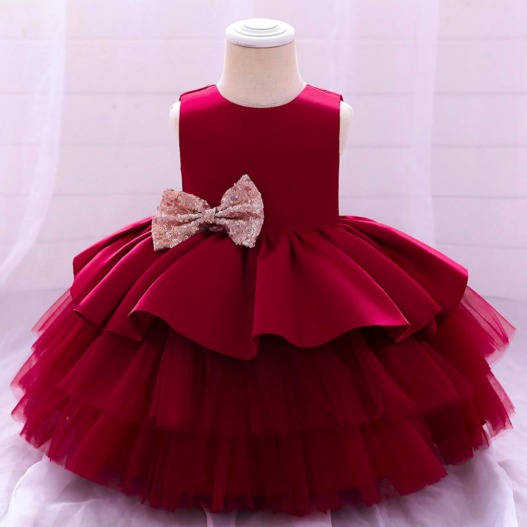 VESTIDOS DE FIESTAS CON TUL Y VOLANTES PARA NIÑAS 1 A 5 AÑOS PRINCESA RUBÍ - 5