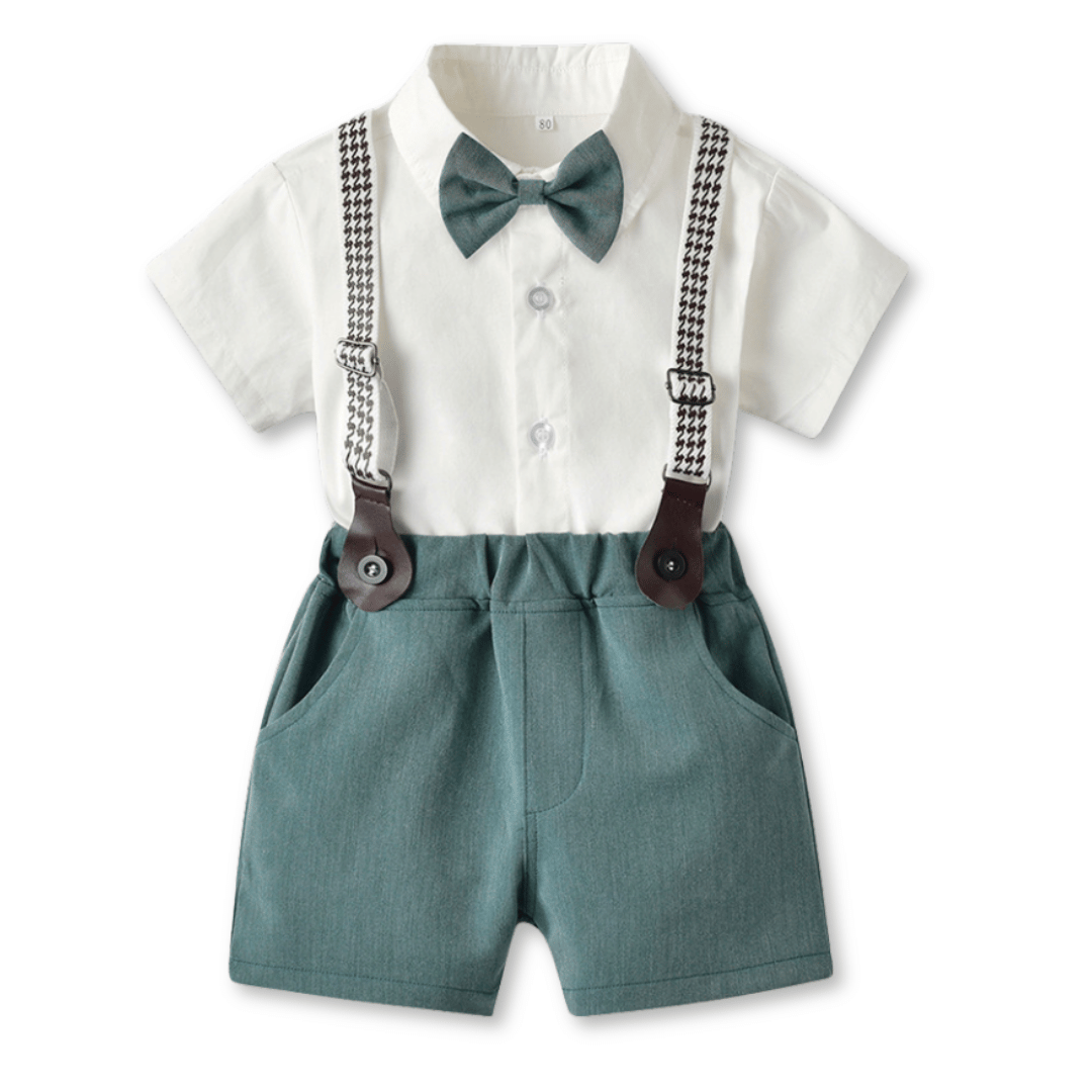 CONJUNTO DE VESTIR CON CORBATÍN Y PANTALÓN CORTO NIÑO 3 A 7 AÑOS LIGHT GREEN - 2