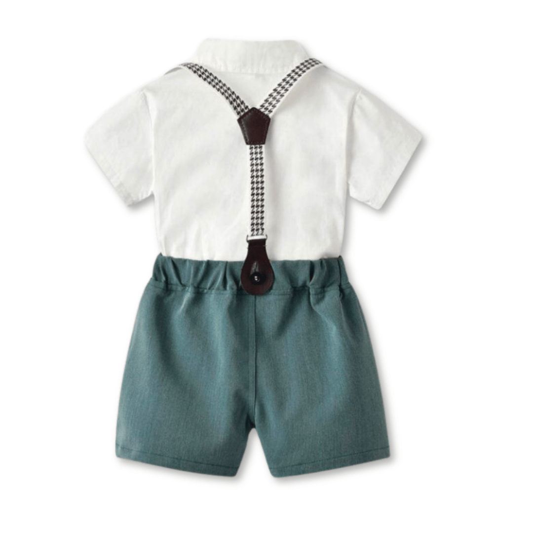 CONJUNTO DE VESTIR CON CORBATÍN Y PANTALÓN CORTO NIÑO 3 A 7 AÑOS LIGHT GREEN - 4