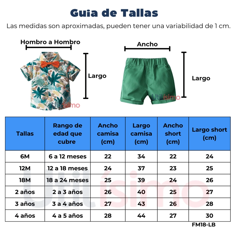 CONJUNTO DE VESTIR HAWAIANO MANGA CORTA NIÑO 1 A 5 AÑOS ROJO HAWAIANO - 3