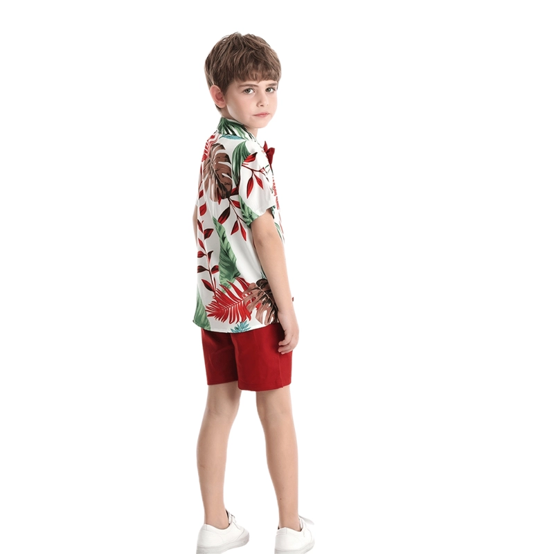 CONJUNTO DE VESTIR HAWAIANO MANGA CORTA NIÑO 1 A 5 AÑOS ROJO HAWAIANO - 8