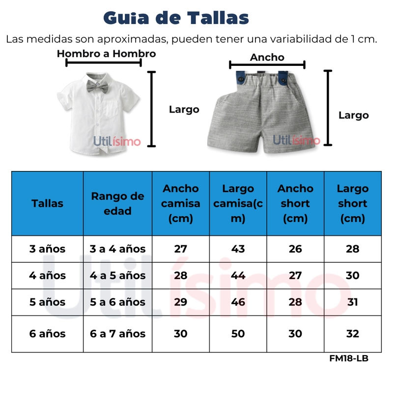 CONJUNTO DE VESTIR CON CORBATÍN Y PANTALÓN CORTO 3 A 6 AÑOS - 2