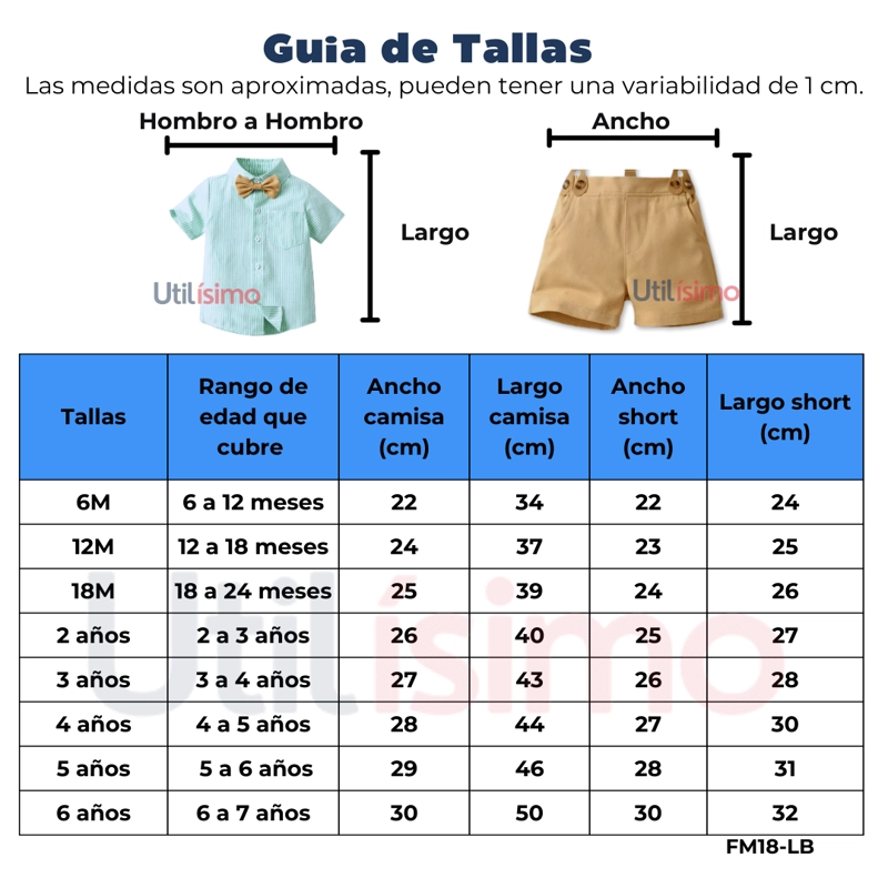 CONJUNTO DE VESTIR CON CORBATÍN Y PANTALÓN CORTO DE 6 MESES A 6 AÑOS - 3