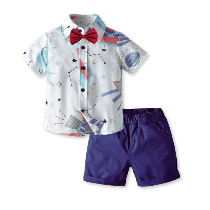 CONJUNTO DE VESTIR NIÑO CAMISA CON ESTAMPADO Y PANTALÓN CORTO 9 MESES A 4 AÑOS STELLAR SKY - 1