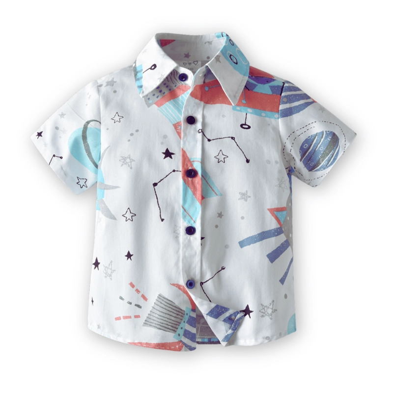 CONJUNTO DE VESTIR NIÑO CAMISA CON ESTAMPADO Y PANTALÓN CORTO 9 MESES A 4 AÑOS STELLAR SKY - 2