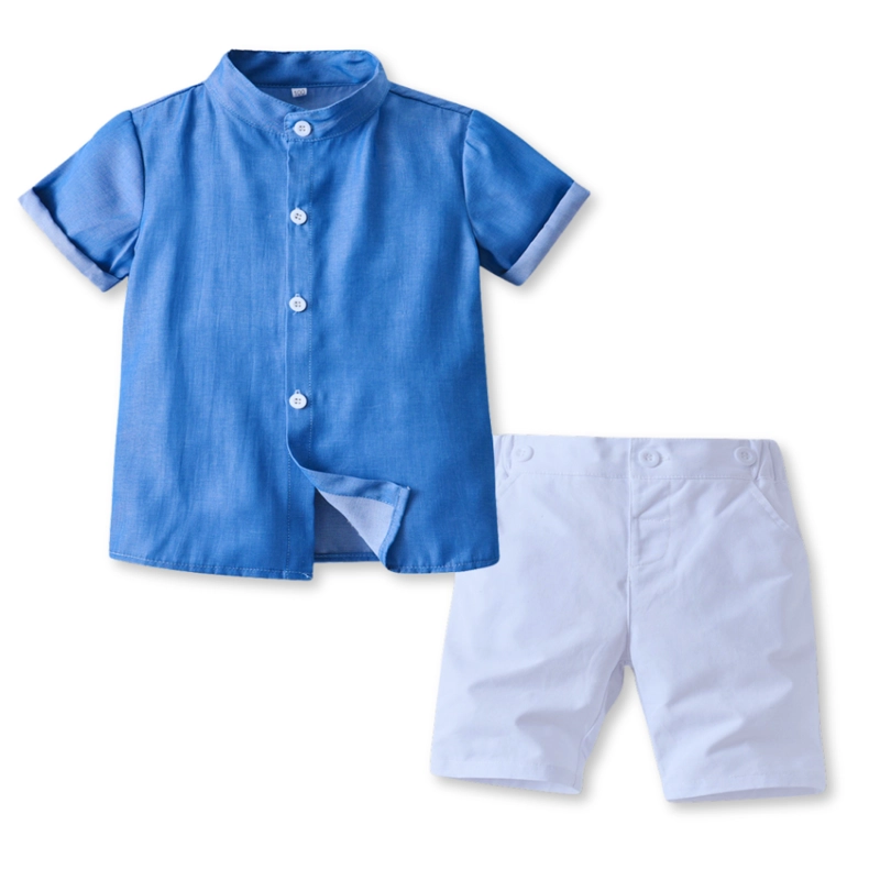 CONJUNTO DE VESTIR NIÑO CAMISA MANGA CORTA Y PANTALÓN CORTO 9 MESES A 4 AÑOS BLUE SET - 1