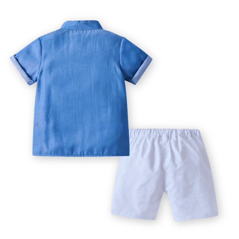 CONJUNTO DE VESTIR NIÑO CAMISA MANGA CORTA Y PANTALÓN CORTO 9 MESES A 4 AÑOS BLUE SET - 2