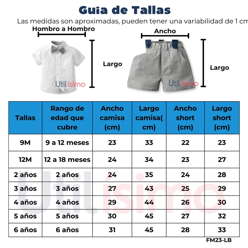 CONJUNTO DE VESTIR CON CORBATÍN Y PANTALÓN CORTO DE 9 MESES A 6 AÑOS - 3