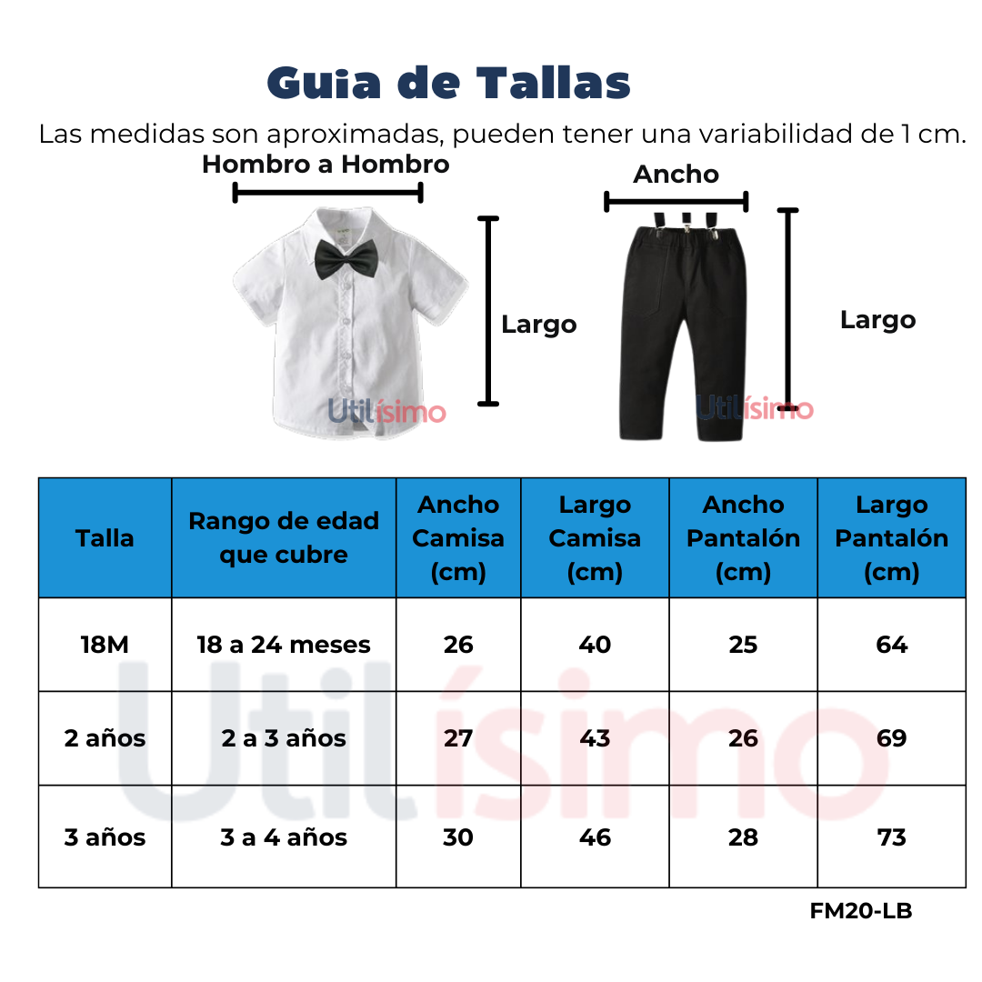 CONJUNTO DE VESTIR CON PANTALÓN Y TIRANTES BEBÉ NIÑO 18 MESES A 4 AÑOS - 3