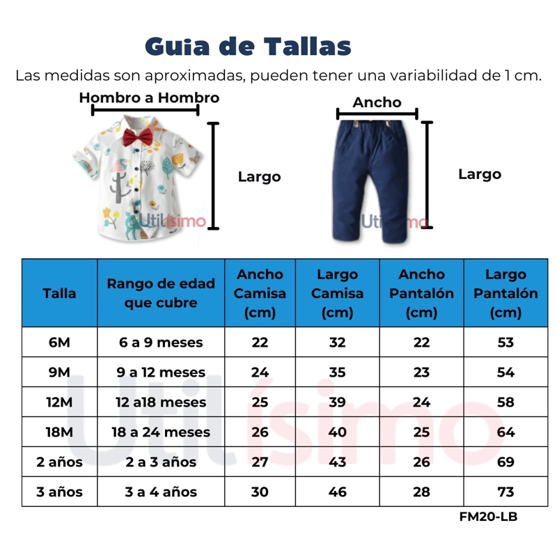 CONJUNTO DE VESTIR CON PANTALÓN Y TIRANTES BEBÉ NIÑO 6 MESES A 4 AÑOS - 3