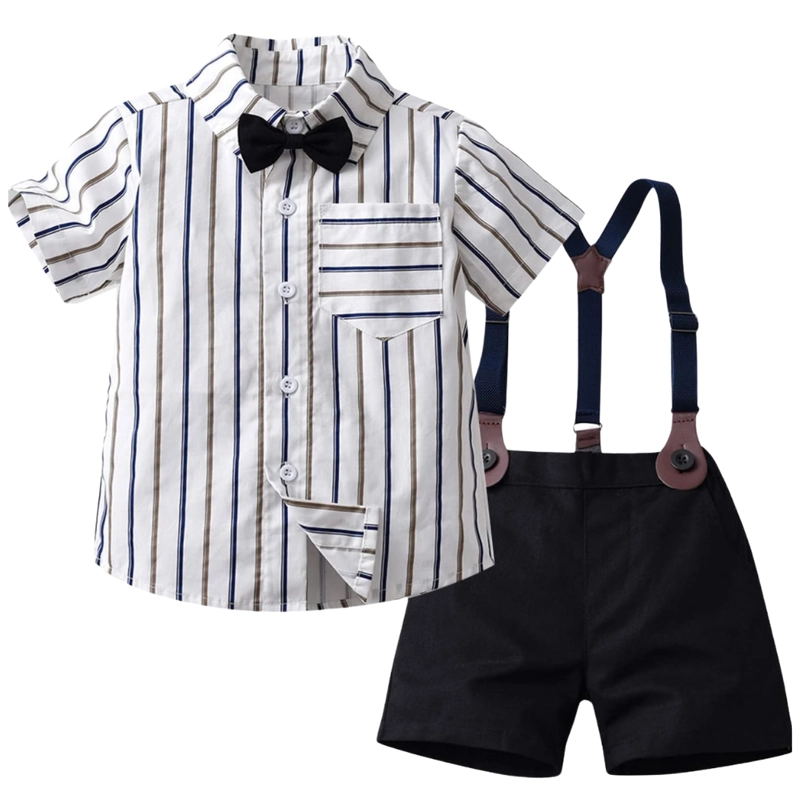 CONJUNTO DE VESTIR CON CORBATÍN Y PANTALÓN CORTO 9 MESES A 5 AÑOS - 1