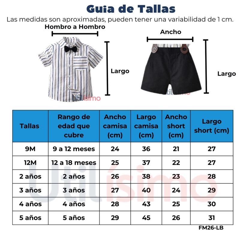 CONJUNTO DE VESTIR CON CORBATÍN Y PANTALÓN CORTO 9 MESES A 5 AÑOS - 3