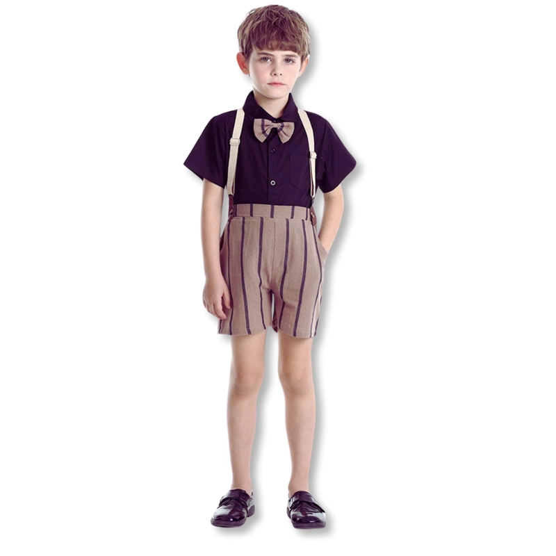 CONJUNTO DE VESTIR CON CORBATÍN Y PANTALÓN CORTO DE 18 MESES A 7 AÑOS - 1