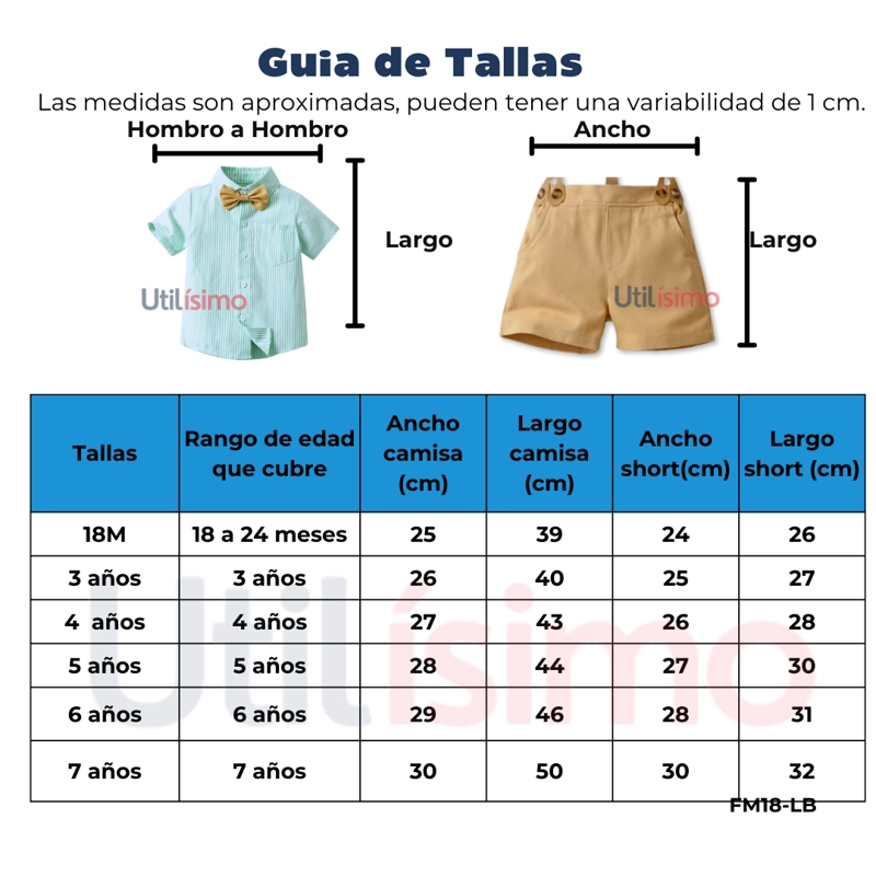 CONJUNTO DE VESTIR CON CORBATÍN Y PANTALÓN CORTO DE 18 MESES A 7 AÑOS - 3