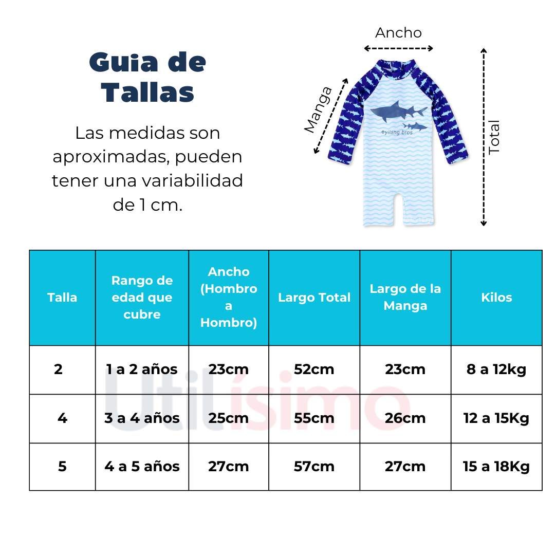TRAJE DE BAÑO ENTERITO MANGA LARGA NIÑO JUMP KIDS SURTIDO - 2