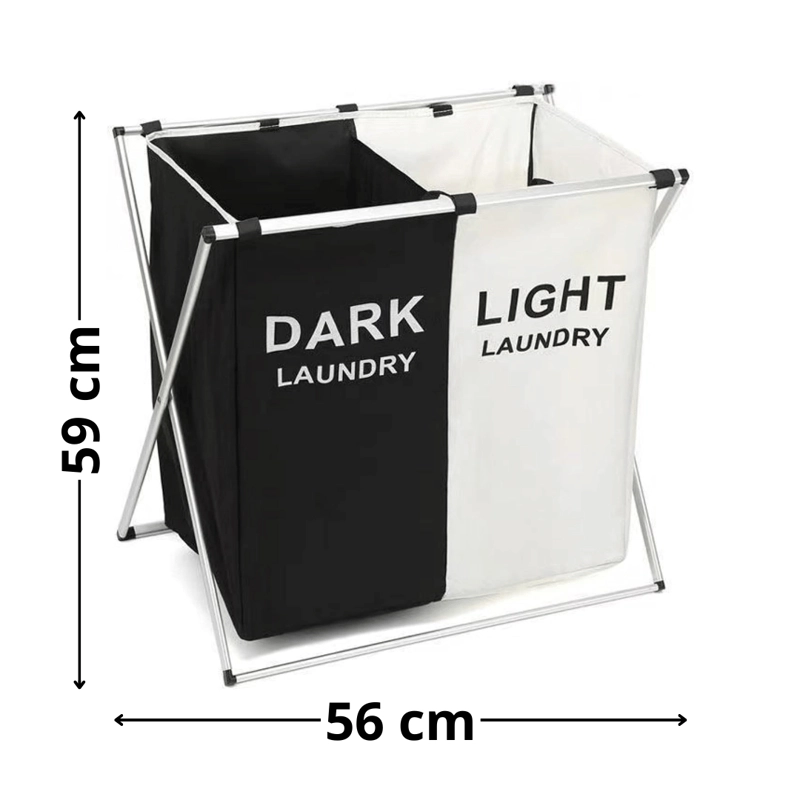 CANASTO ROPA DOBLE PLEGABLE TELA DISEÑO PRÁCTICO - 3