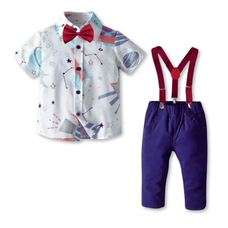 CONJUNTO DE VESTIR CON PANTALÓN Y TIRANTES BEBÉ NIÑO 9 MESES A 6 AÑOS COSMIC SKY - 1